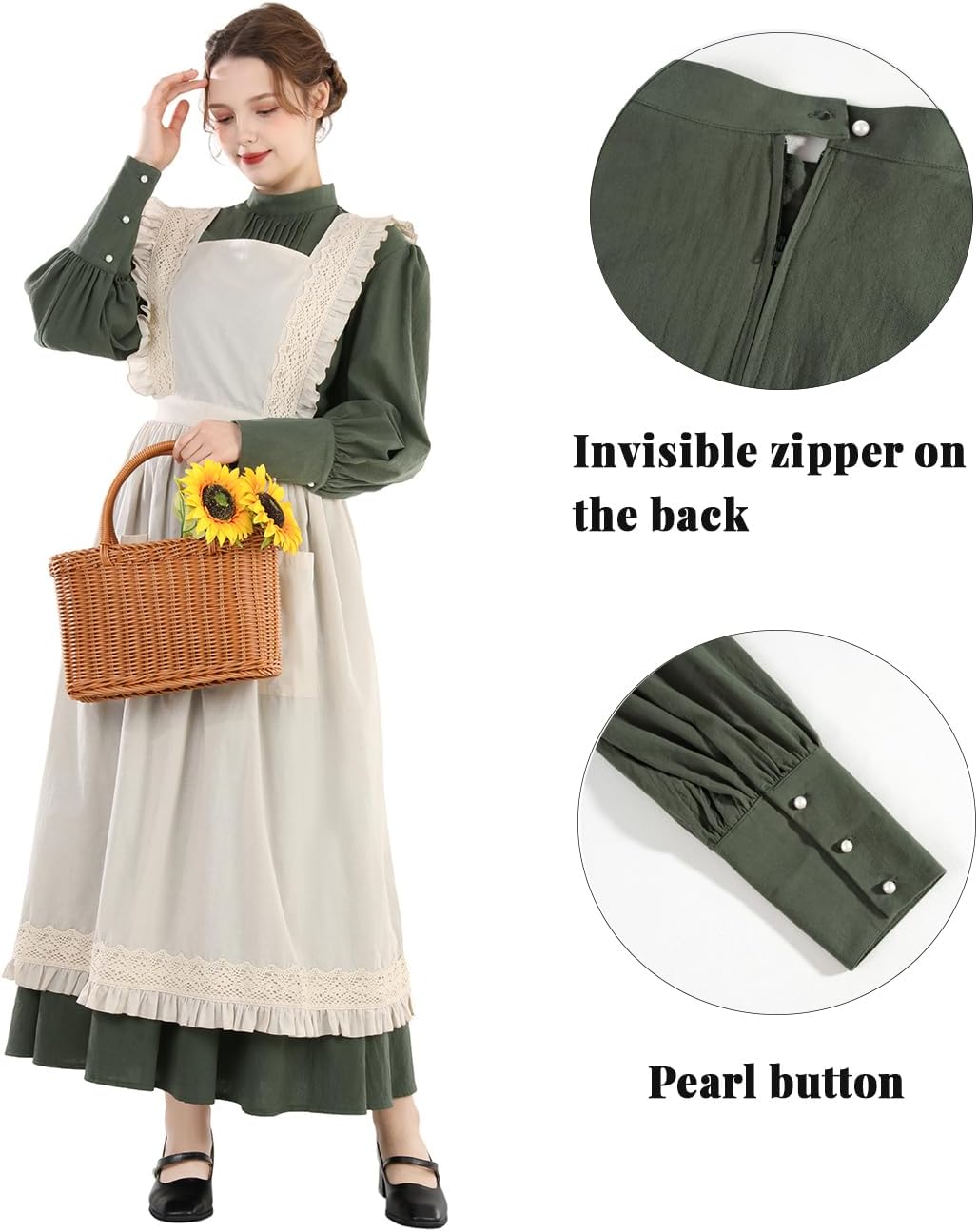 CR ROLECOS Womens Pioneer Dress Historical Prairie Dresses Colonial Costume