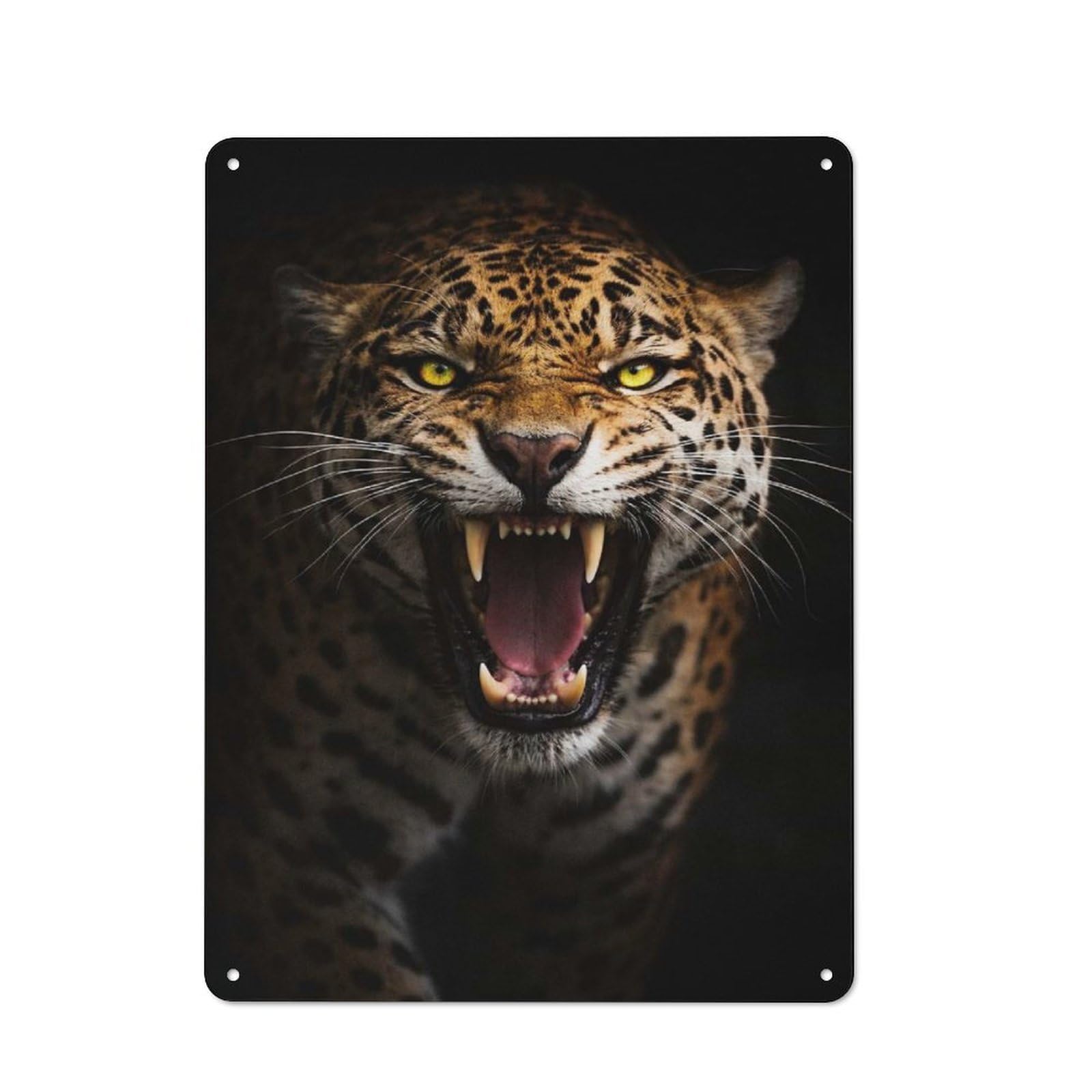 For Café Or Restaurant, Fierce Jaguar Roaring Retro Metal Sign 40x30cm, Gift for Café Owners And Decorators during The Christmas Season