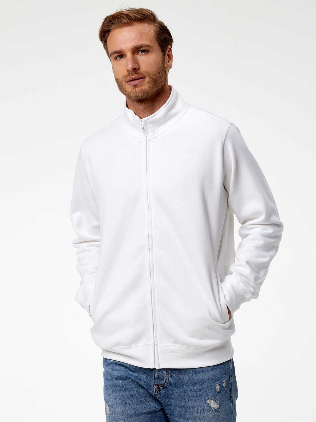 CHEMAGLIETTE! Felpa Uomo Zip Intera - Maglia Tuta Felpata Cotone, Felpe da Lavoro Maglie Senza Cappuccio Tinta Unita Stampabili, Polsini in Costina Basic Jacket Full Zip