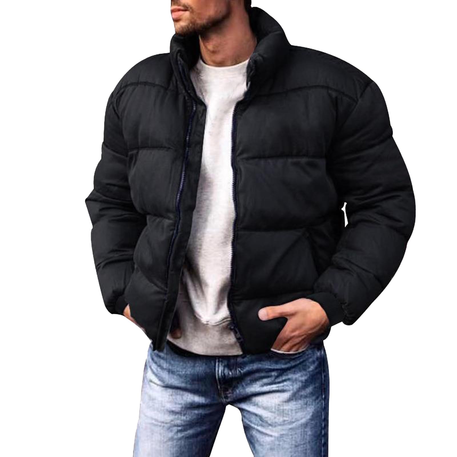 Ymosrh Mens Winter Jacket Lightweight Puffer Jacket Water-Resistant Warm Jackets and Coats Down Jackets M-2XL