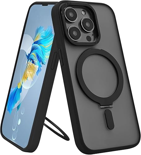 Funda rígida magnética transparente para iPhone 14 Pro, compatible con las últimas fundas de teléfono con Magsafe, con soporte, protección de grado