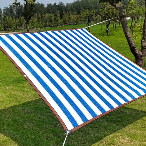 90% Shading Shade Cloth Blue and White Stripes Sun Shade Net 6.6X13FT 9.9X49.2FT 19.7X65.6FT 26X26FT Shade Cover for Greenhouse, Plant, Chicken Coop, Pergola, Canopy (Size : 16.4x49.2ft)