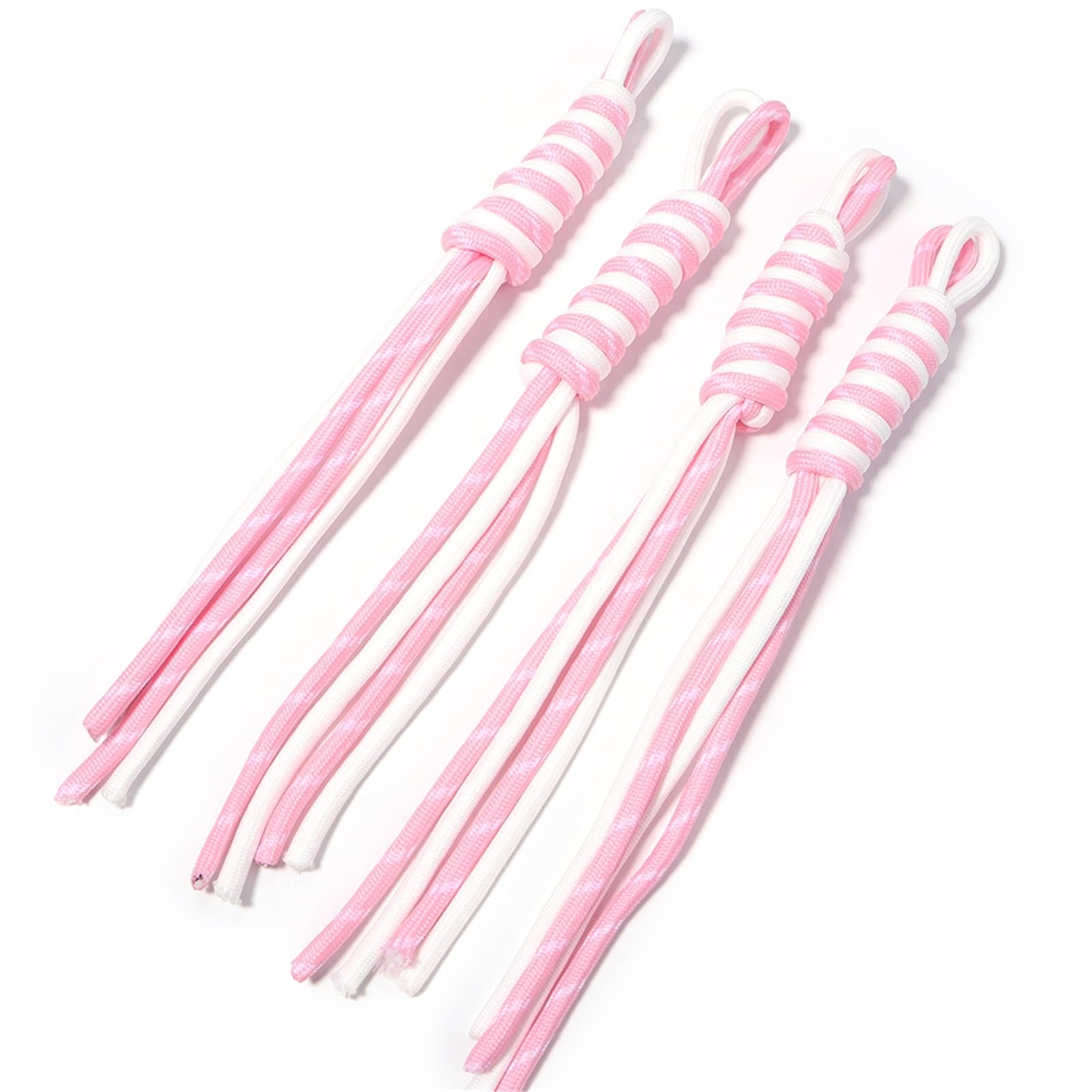 Nylon Cord Thread 20pcs Multicolor Braided Lanyard Keychain Anti Lost Knot Polyester Rope For DIY Handmade Keyring Bag Decoration Accessories for Bracelets Macrame(Pink)