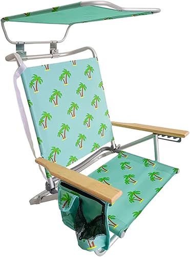 Vista 27 de Bliss Hammocks BBC-350-BF Silla de playa plegable, 5 posiciones reclinables, bolsa enfriadora desmontable, flor azul