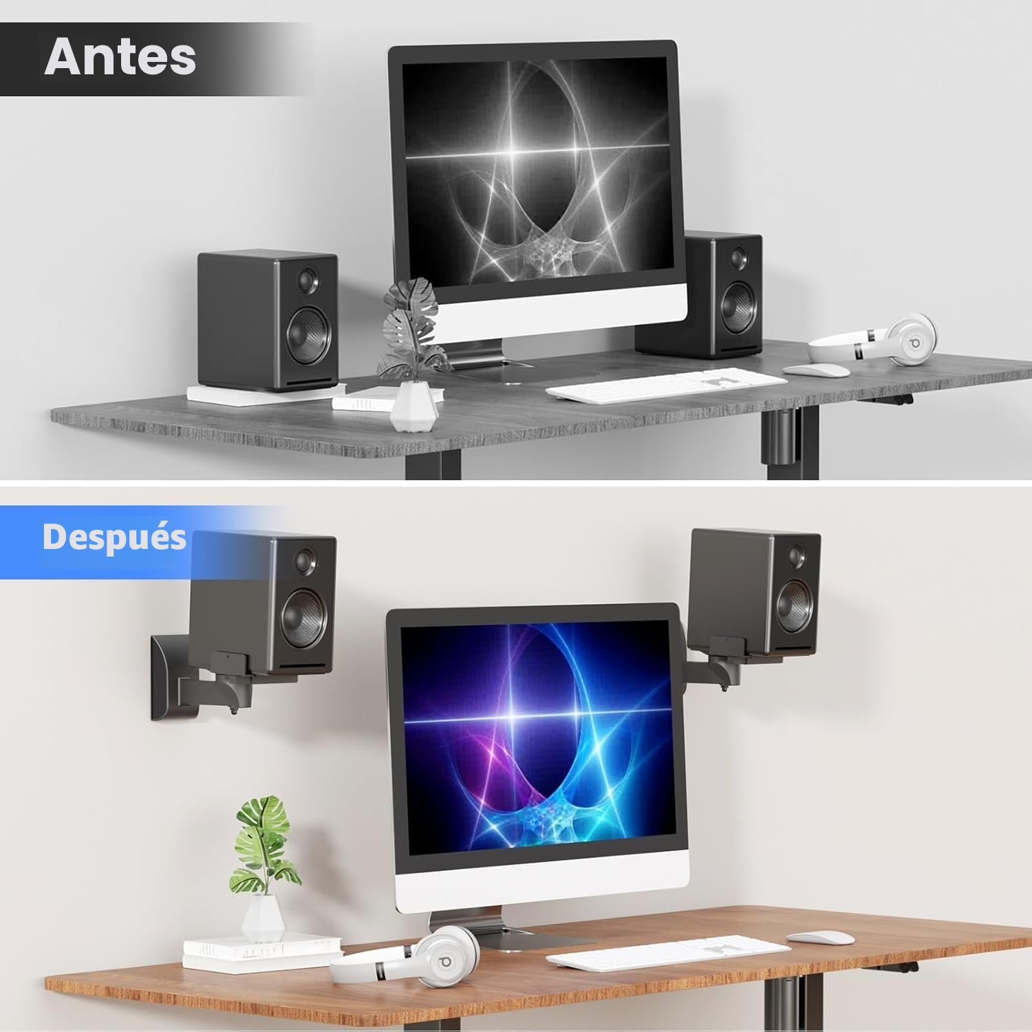 suptek 2 Soporte de Pared para Altavoces, Universal Soporte Altavoces por Bose/Edifier/Hivi/JBL/Sony, Capacidad de Carga de hasta 25kg, Incline hacia Arriba y hacia Abajo & Gire - SPM201