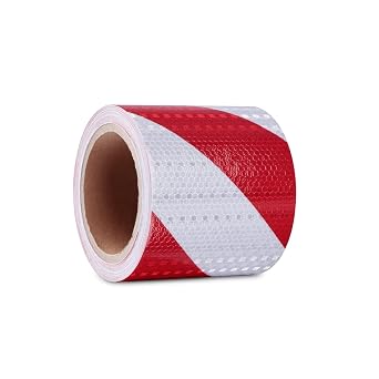 Reflective Warning Tape 4" X 33ft Red/White, 10cm*20m