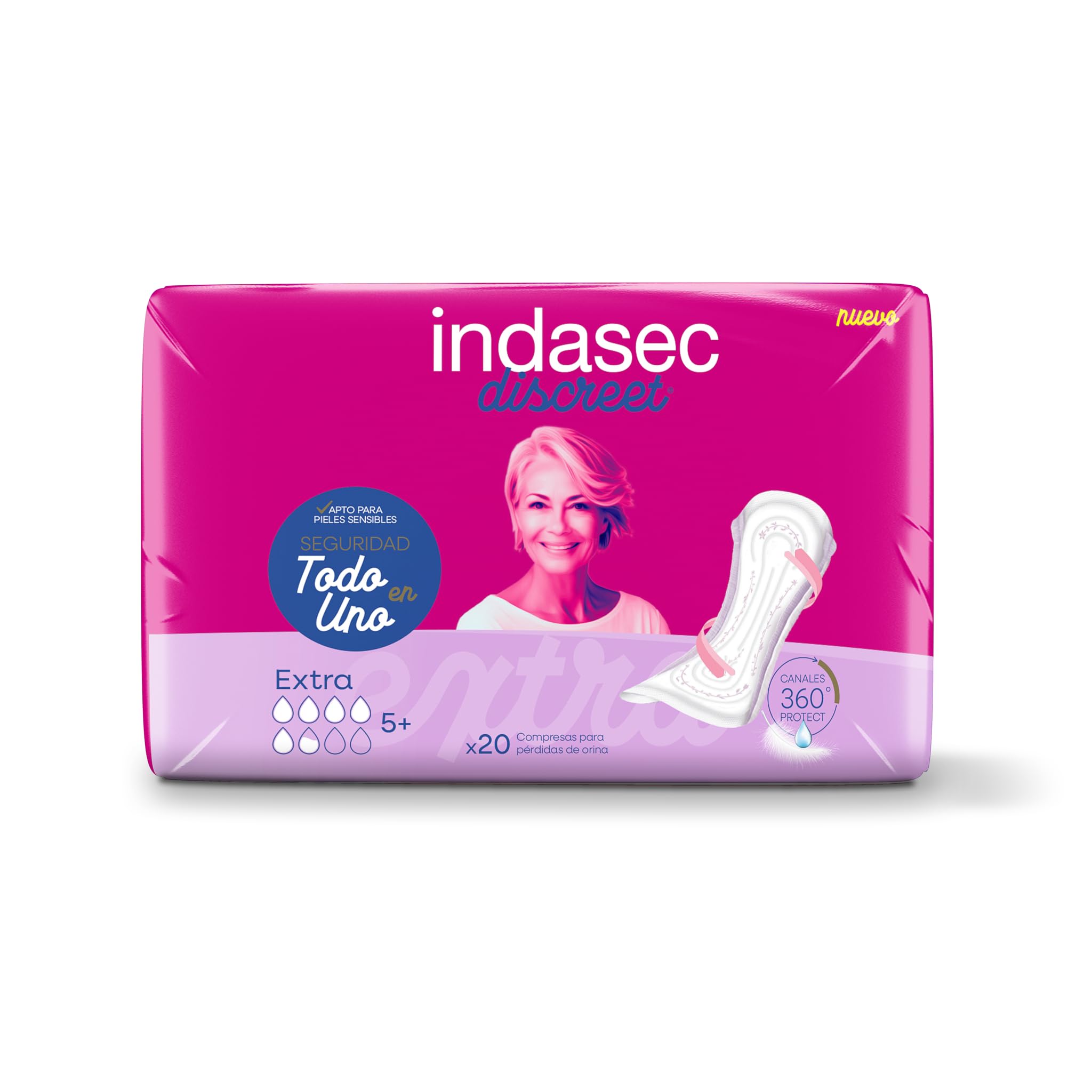 Indasec, Discreet Extra, confezione da 6 sacchetti, confezione da 120