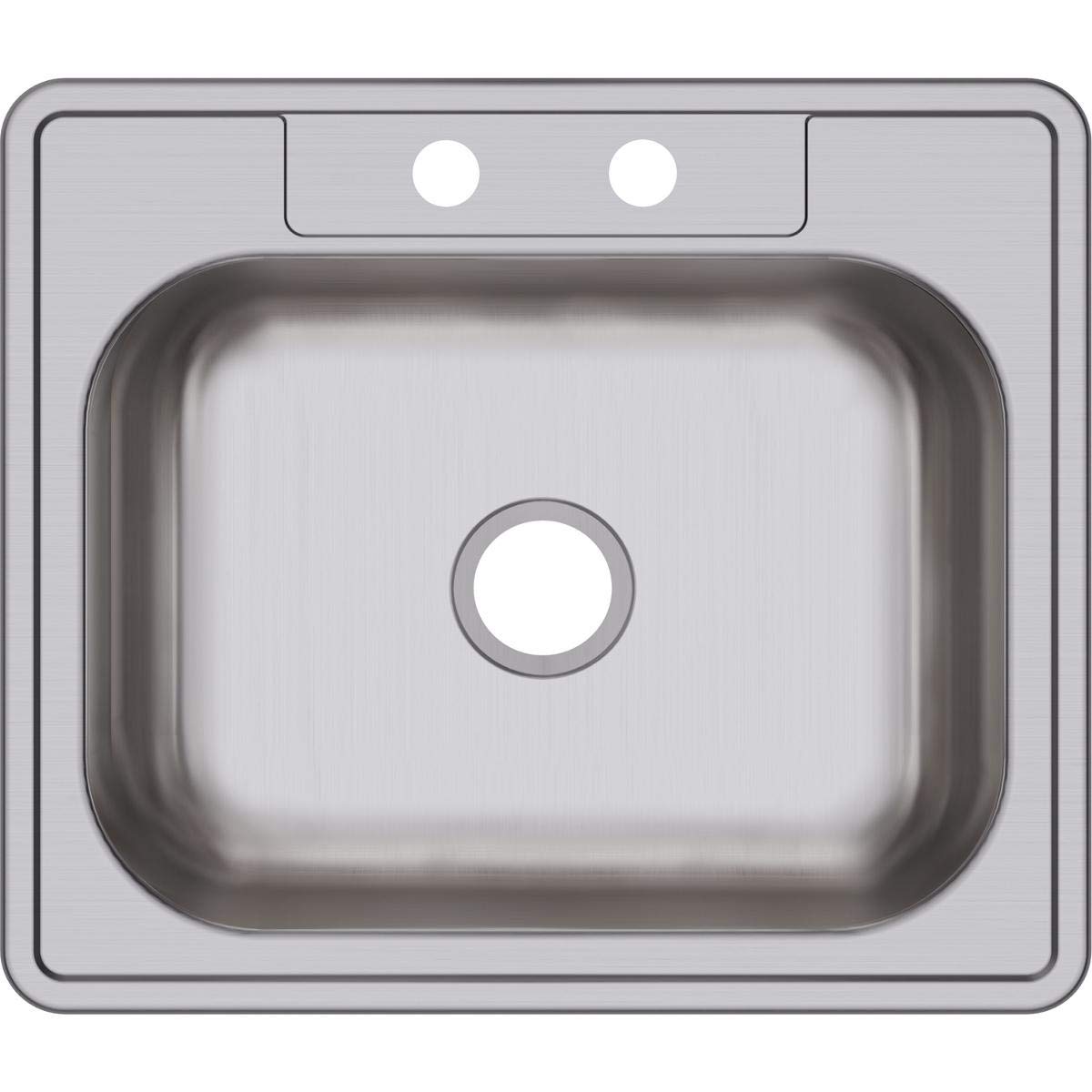 Elkay D125212 - Lavello da cucina a 2 fori, in acciaio INOX, 63,5 x 54,0 x 16,5 cm, 2 fori, 25 x 21,25 x 6,5 cm