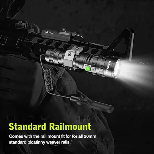 Miniatura 4 de NAKCNM Linterna táctica con montaje de rieles Picatinny, luz de arma de 3000 lúmenes recargable, 5 modos, interruptor de presión remoto incluido
