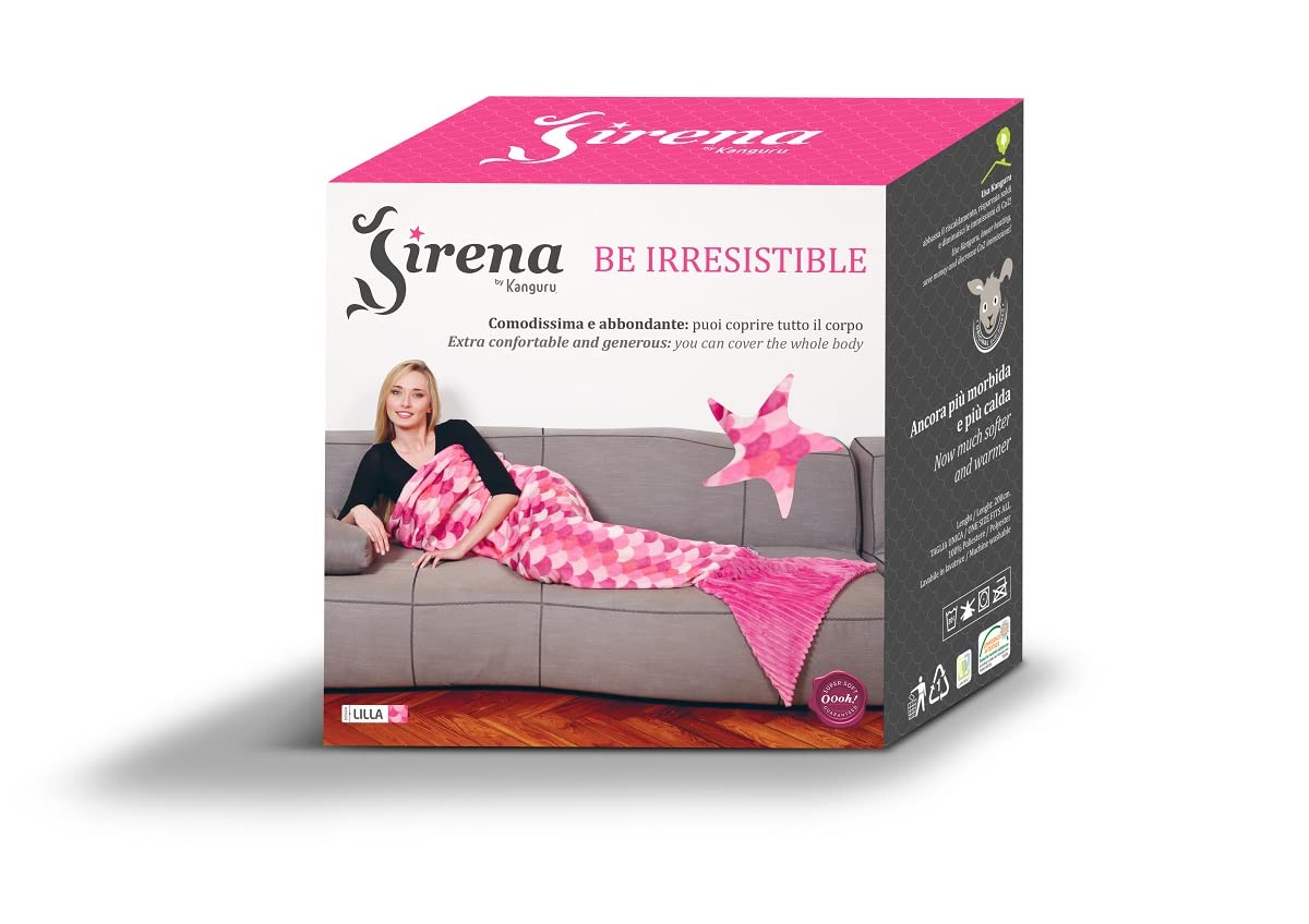 Kanguru Meerjungfrau-Decke Rosa, mit Langer Flosse zum Hineinstecken der Füße, Länge 200 cm, weiche Fleece-Decke, lustige Geschenkidee für Frauen oder Mädchen, ideal für Weihnachten, Geburtstag