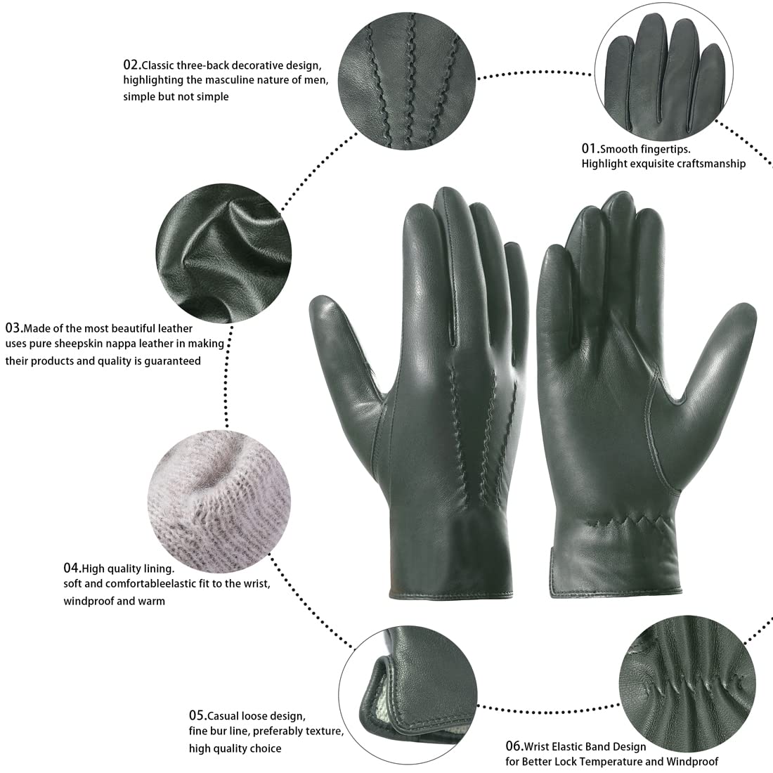 Harssidanzar Herren Italienischen Schaffell Lederhandschuhe