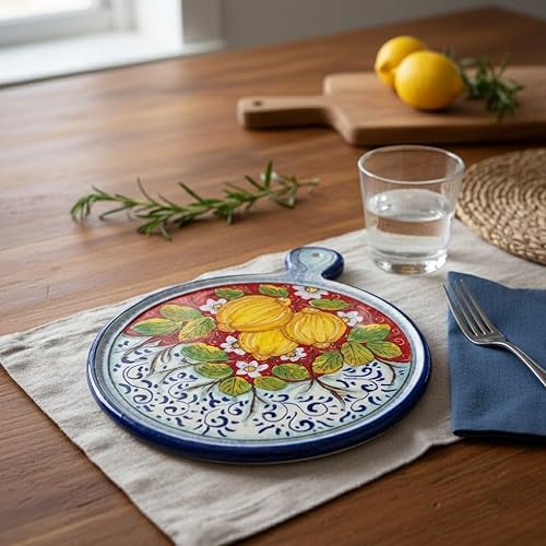 Miniatura 2 de CERAMICHE PARRINI - Utensilios de cocina de cerámica italiana, utensilios de cocina, salvamanteles de cerámica decorados limones pintados a mano