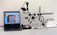 Vista 2 de AmScope SM-3T microscopio estéreo trinocular profesional con zoom estereoscópico SM-3T con control simultáneo de enfoque, oculares WH10x, aumento
