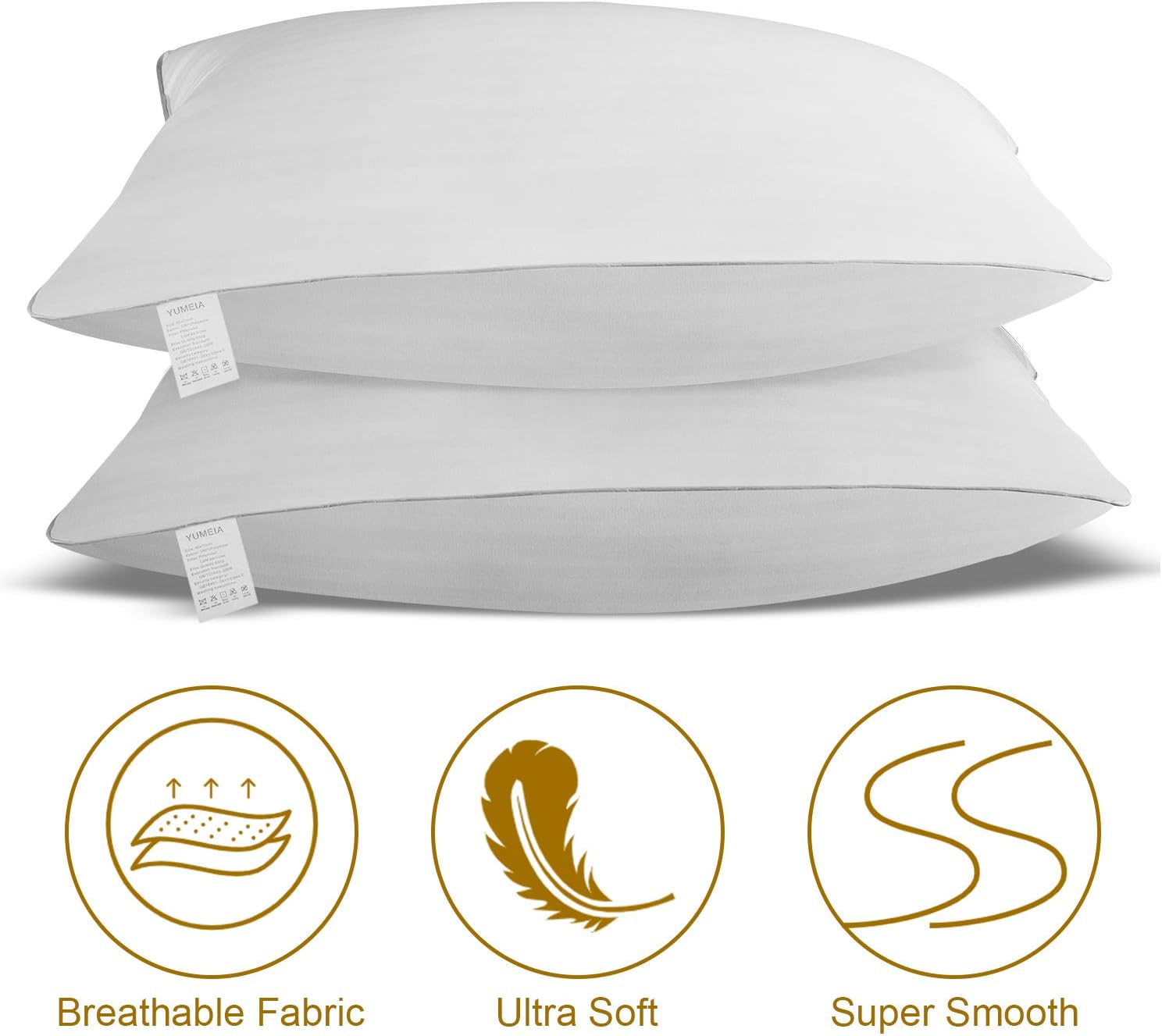 Pillows for Sleeping, 2 Pack Bed Pillow Queen Size Cooling Pillows, 100% Breathable Cover for Side Sleepers Neck Pain Back Sleepers : Home & Kitchen