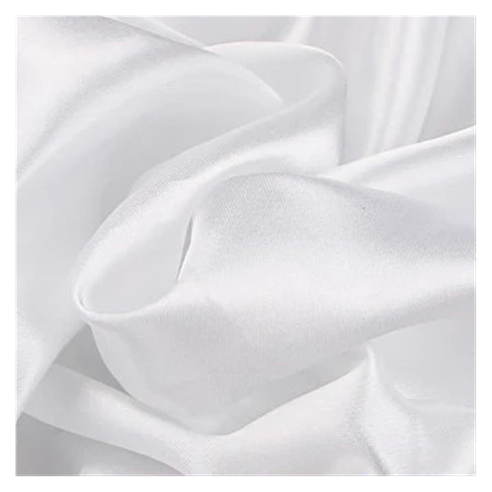 Silk Fabric Polyester Satin Fabric Highend Simulation Silk Gift Box Lining Cloth Solid Color DIY Sewing Doll Dress(White,500cm by 150cm)