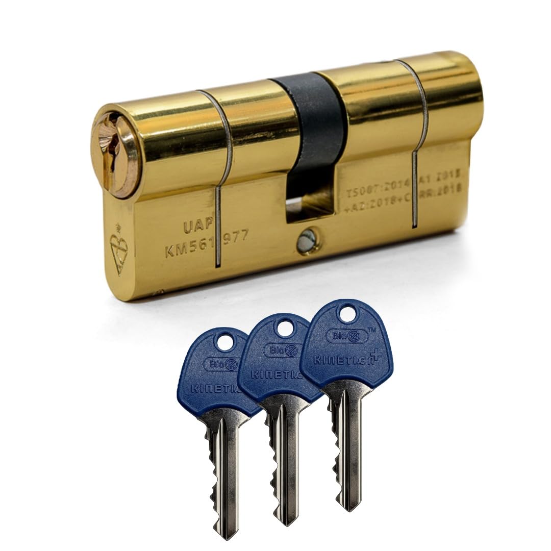 UAP 1 Star Kitemarked Euro Cylinder Lock with Keys, Brass, 45/50 (95mm)