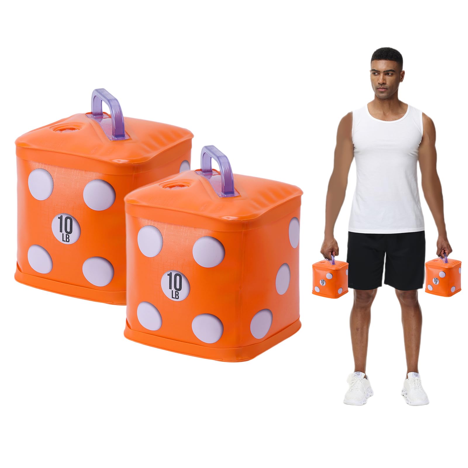 DEIRIS Travel Dumbbells, Water Filled Dumbbells Set, Fitness Exercise Kettlebell 20 Lbs/pair, Portable Fitness Equipment, Fun for Strength Training, Core Training