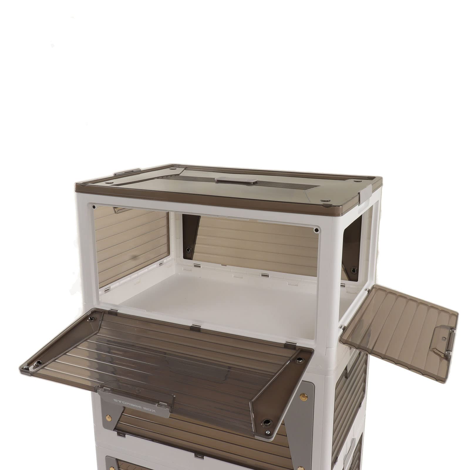 Cocoarm Contenitore Portaoggetti Scatola Portaoggetti Pieghevole in PP Grande capacità 5 Porte di Accesso Chiusura Magnetica Impilabile con Ruote per il Campeggio del Bagagliaio di Casa (5 strati)