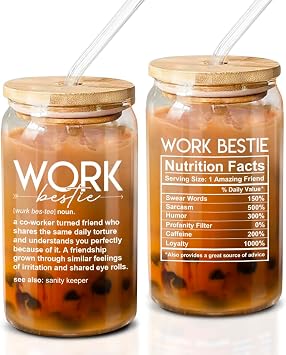 NewEleven Mother Day Gift For Friends, Bestie Work Bestie Presents For Friends - Thank You Gift For Coworkers, Unique Ideas to Give For Coworker Leaving, Farewell Party 16 Oz Coffee Glass