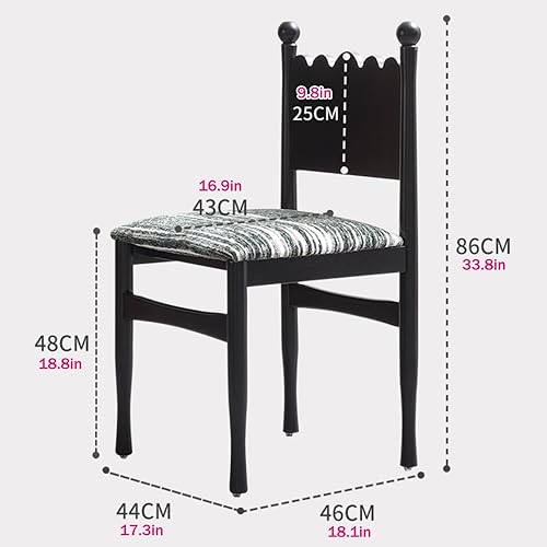 Miniatura 2 de Solid Wood Dining Chair Upholstered Kitchen Chairs, Dining Room Chairs of 4, Black Accent Chair for Kitchen, Dining Room, Living Room,