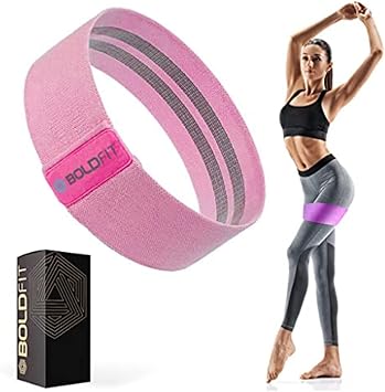 Boldfit Fabric Resistance Band - Loop Hip Band for Women & Men for Hip, Legs, Stretching, Toning Workout. Mini Loop Booty Bands for Glutes, Squats Exercise Usable in-Home & Gym. Pink Medium