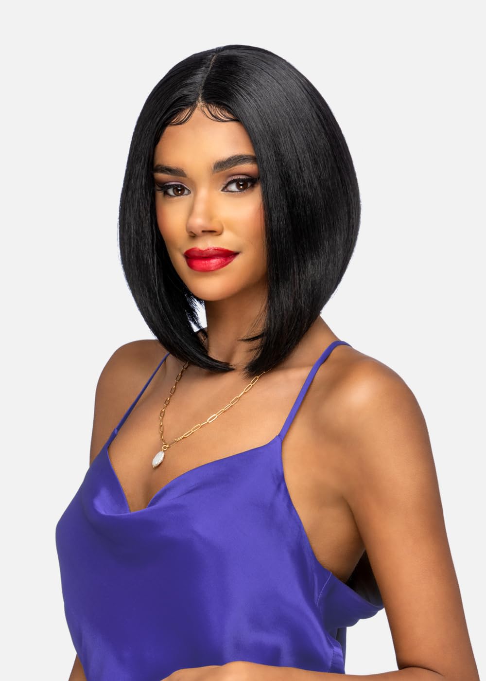 Vivica A. Fox ELVIN, SYNTHETIC HAIR, Natural Baby Lace Wig, Color TTB613/1B, Two Tone Bottom Color. Platinum Blonde(#613) Top and Off Black(#1B) Bottom