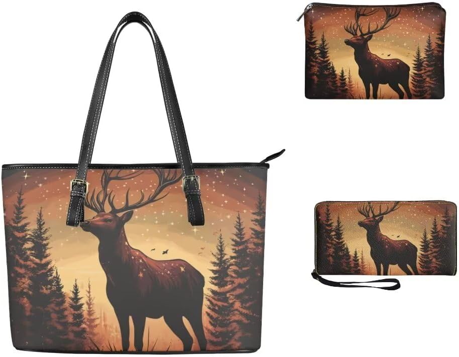 Women Purse Handbags Wallet Sets Leather Shoulder Tote Bag for Women,Top Handle Purse with Wrist Wallet Bag