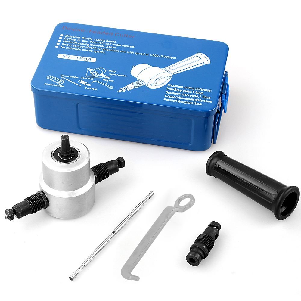YT-160A doble cabeza hoja metal Nibbler cortador con caja de metal accesorio taladro hoja de metal cortador