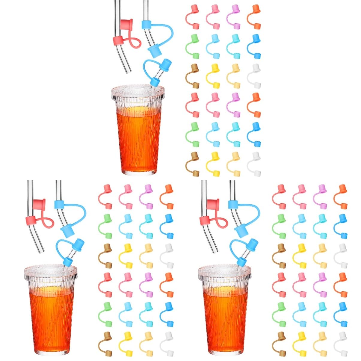 Amosfun 3 Sätze Modern Wasserflasche Kunststrohhalme Getränke Strohdeckel Betrüger Stroh Topper Zinn Multi Tasse Mit Strohhalm Tabletten Sup Halter Strohaufsätze Kieselgel Stück * 3