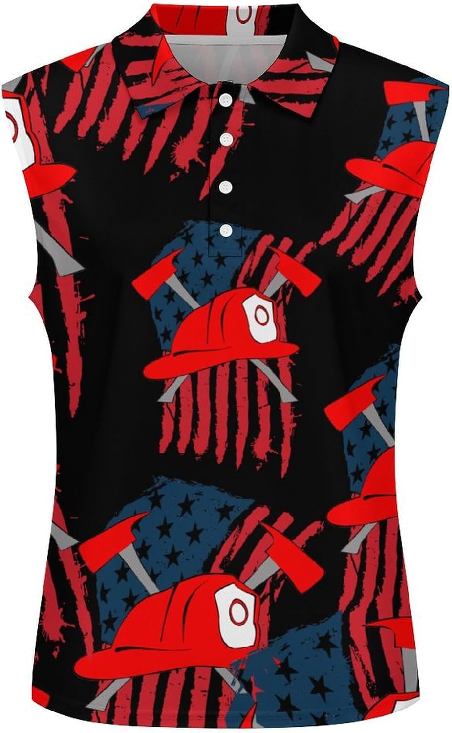 Firemans Axe U.S.A Flag Women's Golf Shirt Sleeveless Polo Shirts Tank Tops Blouses Tennis T-Shirts Casual