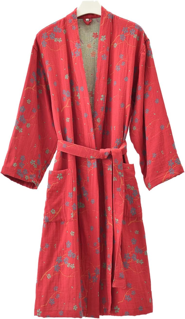 Soft Cotton Japanese Sleepwear Kimono Yukata Lightweight Bathrobe Nightgown Breathable Pajamas Set Women - Image 2