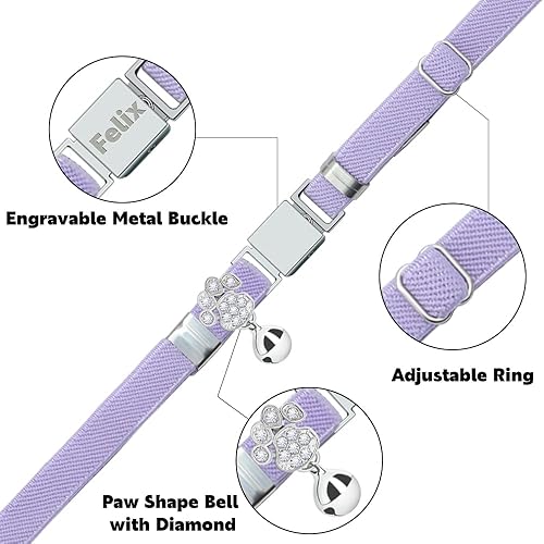 Miniatura 2 de Collares elásticos de seguridad personalizados para gatos con campana, collares elásticos personalizados con láser para niñas, niños, gatos, color