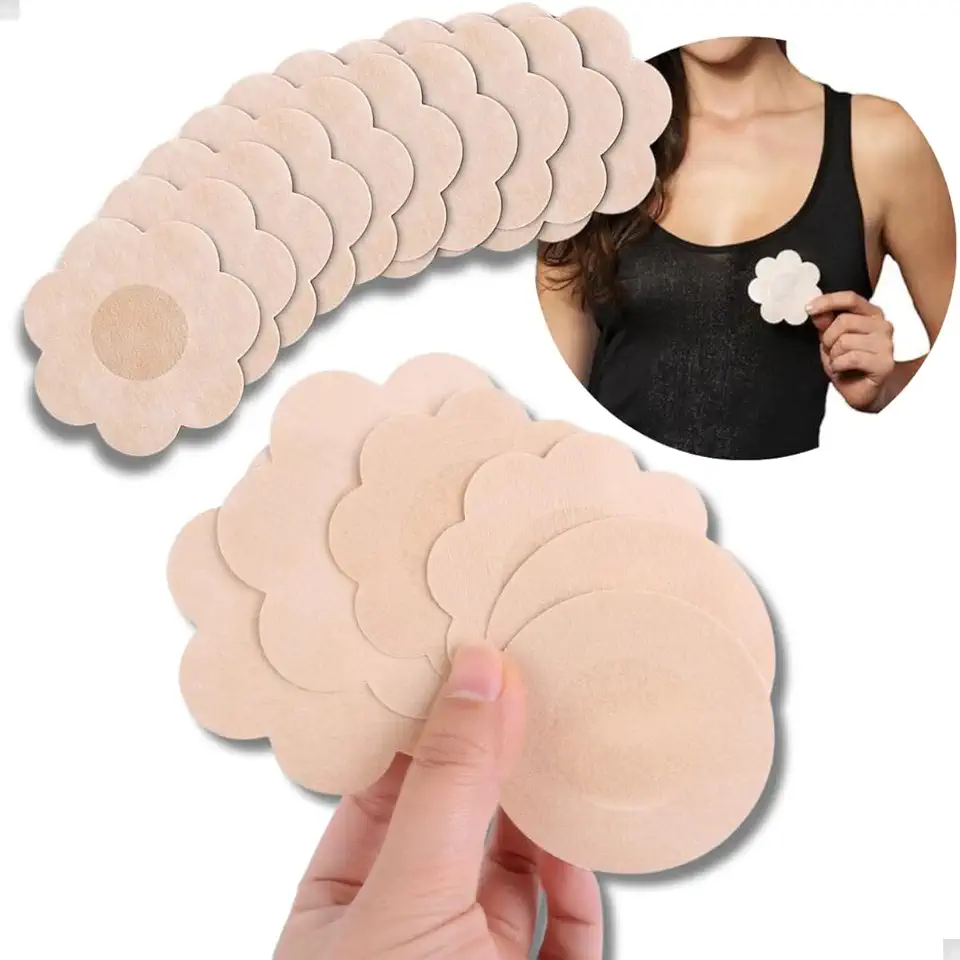 Kit 50 Adesivos Protetores de Mamilos Nude Descartáveis e Invisíveis 25 Pares (50 Unidades) Conforto e Discrição