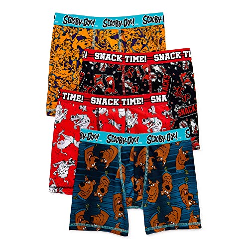 Bioworld Boy's Scooby-Doo 4 Pack Boxer Briefs - Athletic Novelty Cartoon Character Multipack Underwear