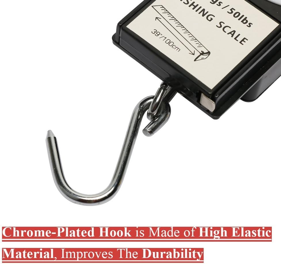 Yogayet Portable Fishing and Luggage Hanging Hook Multi-Purpose Scale with Tape Measure Max Weight 50lb/22kg : Sports & Outdoors