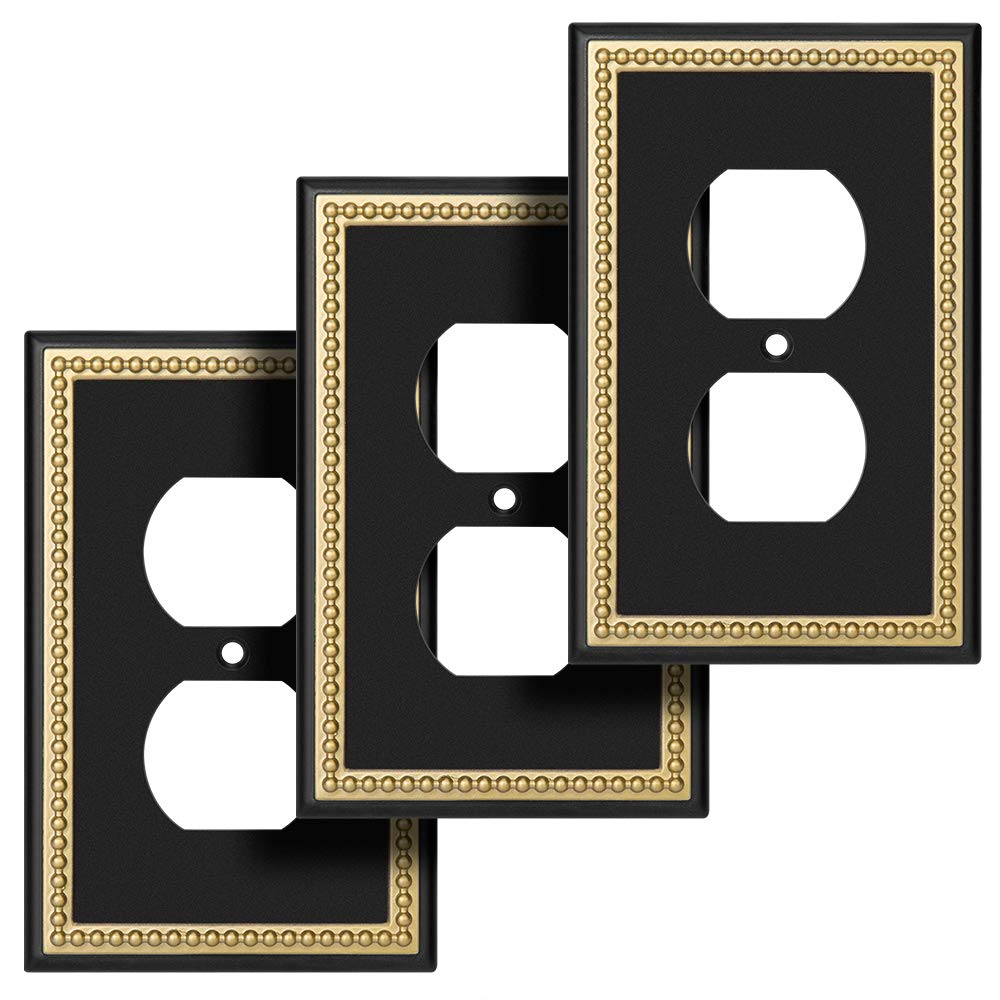 Pearled Wall Plates - Black & Dark Golden -10 Pearled Wall Plates - Black & Dark Golden -10