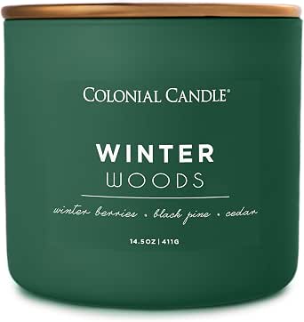 Colonial Candle Winter Woods Scented Jar Candle, 3-Wick, Green, 14.5 oz