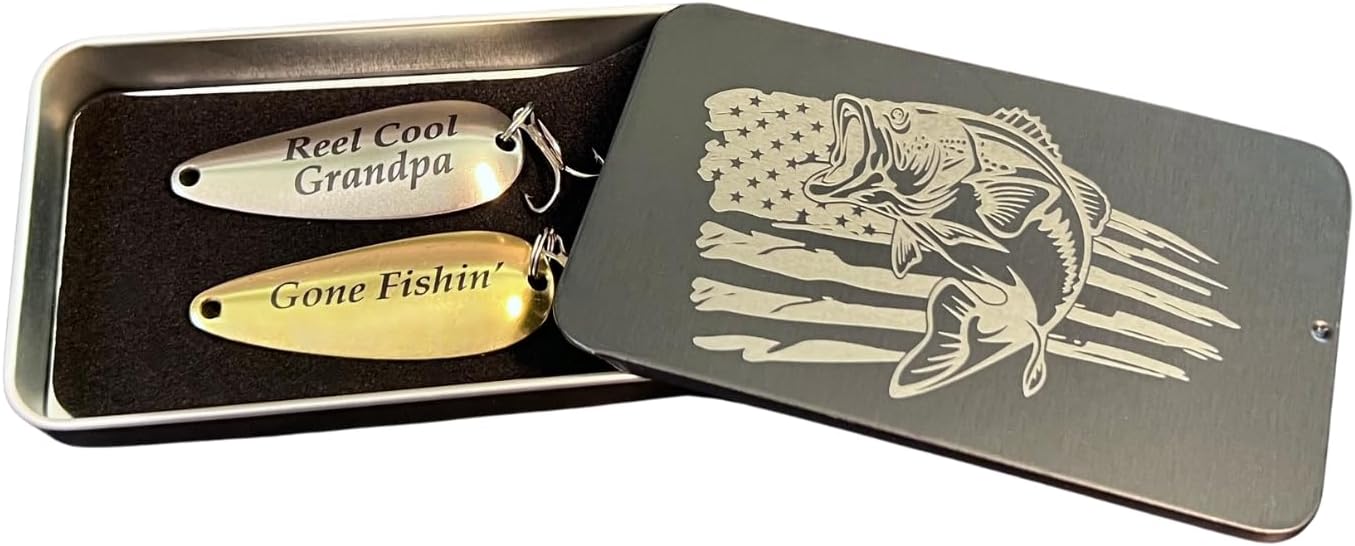 Fishing Gift for Grandpa - Engraved Fish Hook - Fathers Day - Birthday Present - New Grandparent - From Grandkids