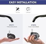 Office Chair Wheels, Heavy Duty Chair Wheels Replacement, Smooth & Quiet Caster Set for Hardwood Floors and Carpets, Universal Fit 11x22mm, Easy Install - Black