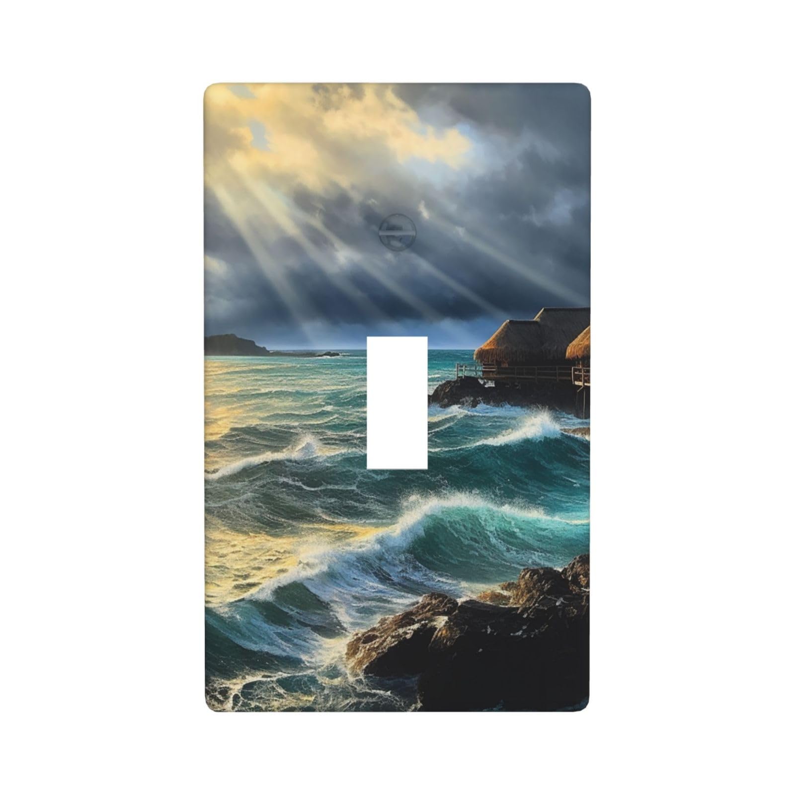 Nonhai Seascape Painting Decorator Wall Plate Cover Single Toggle Light Switch Cover Wallplates Blank Electrical Rocker Switch Plate Covers For Electrical Outlets Decorative 1 Gang 4.5" X 2.76"