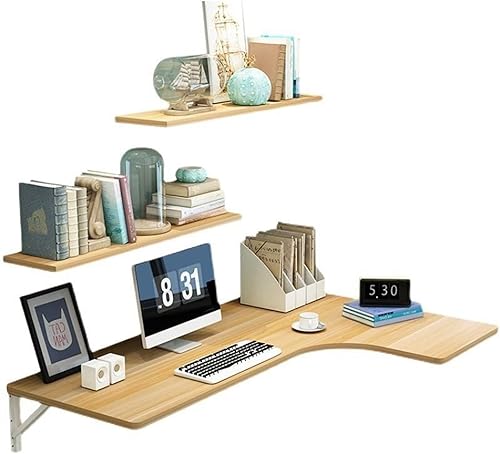 RHSH - Escritorio de escritorio para portátil montado en la pared, mesa de pared plegable, mesa flotante resistente con soporte de acero para