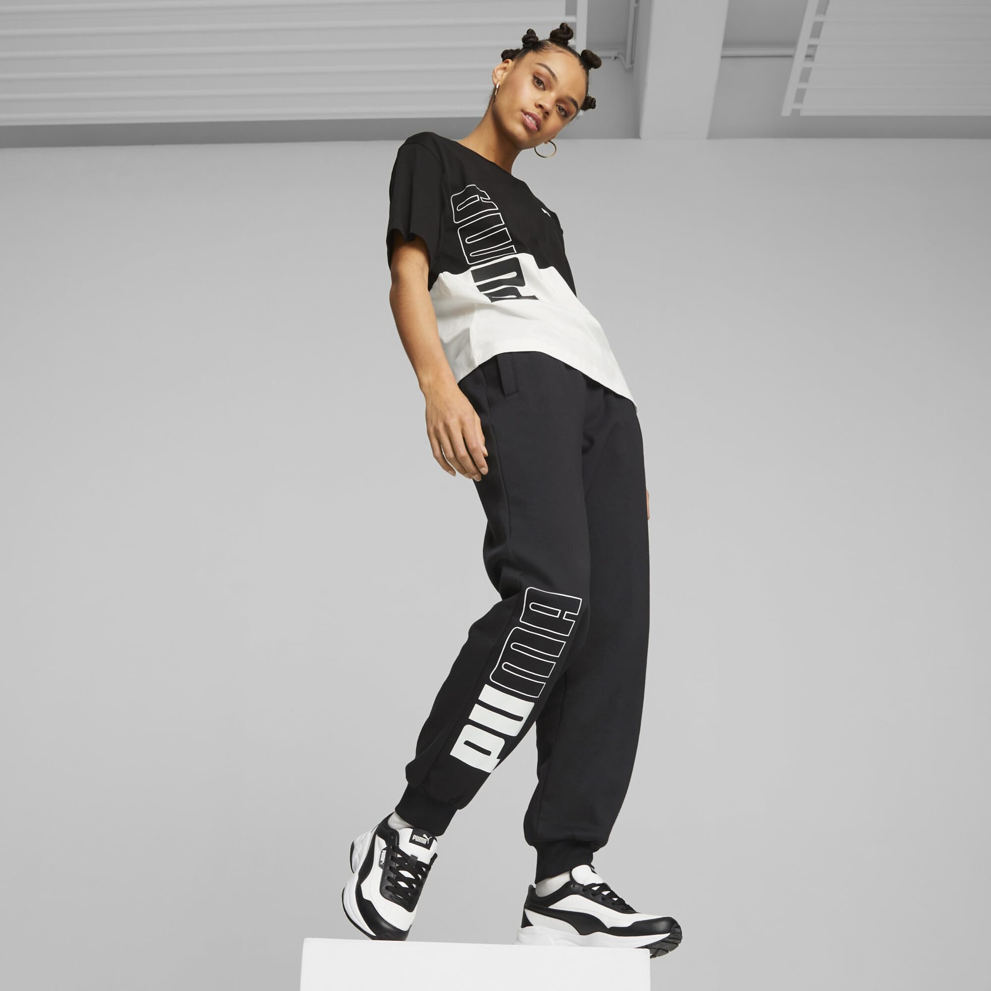 Puma - Puma Power Colorblock Sweatpants FL, Pantaloni in Maglia Donna