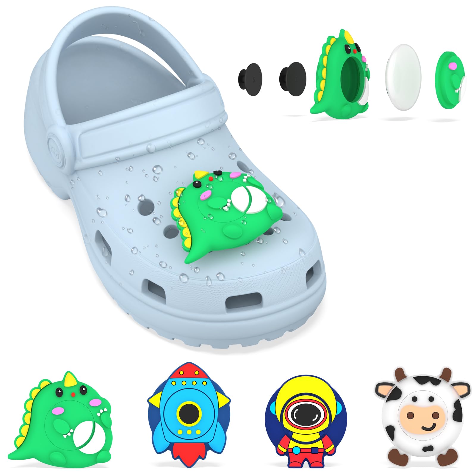 Photo 1 of (4-Pack) Waterproof Holder for Airtag 2nd & 1st, Hidden Soft Silicone Case for Air Tag Shoe Holder Design Cute Shoes Charms Compatible with AirTags for Kid, Teens & Elderly – Style 2