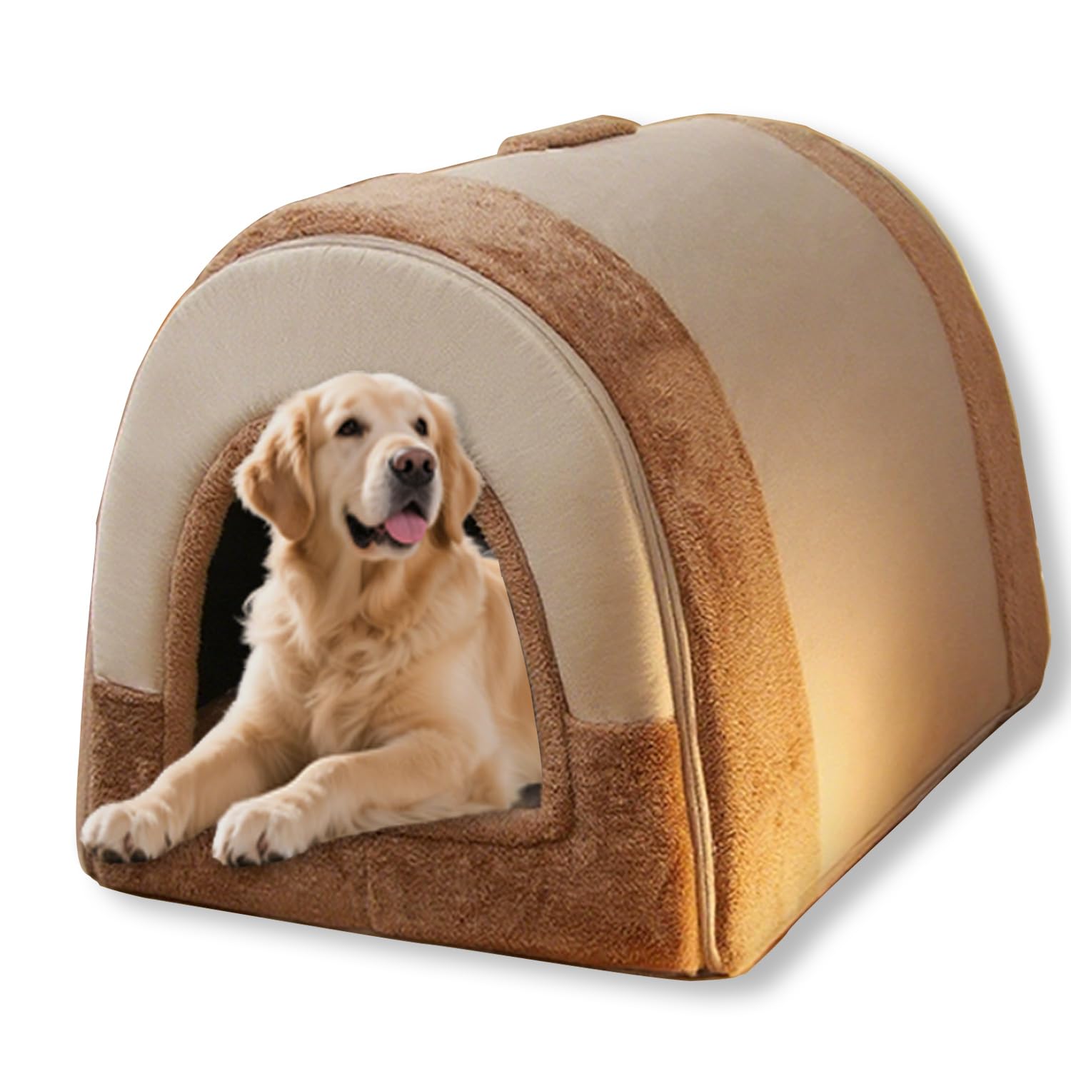 Grande cuccia per cani 2 in 1 con tetto, pieghevole, calmante, cuccia per cani, cuccia per animali domestici, staccabile, lavabile, anti ansia (79 x 60 x 59 cm, 2XL, C)