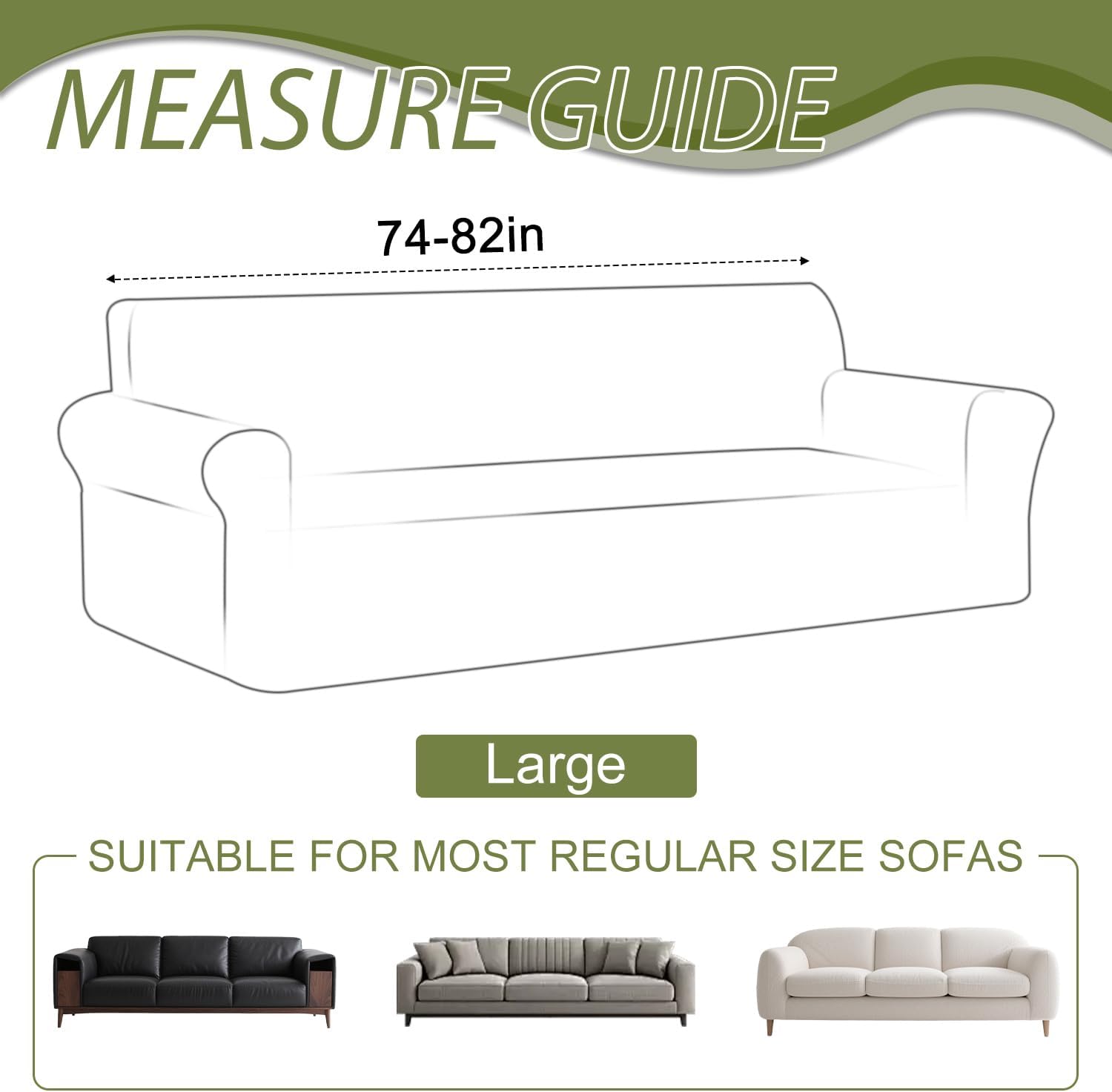 ALIECOM 100% Waterproof Couch Cover for 3 Cushion Couch Sofa Pet Friendly Sofa Covers Washable for Dogs Stretch Printed Sofa Slipcovers Fitted Non Slip Furniture Protector (Beige & Black, Large)