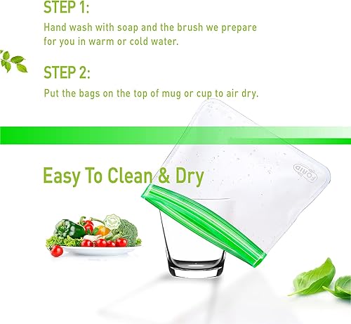 Miniatura 5 de FORID Paquete de 24 bolsas reutilizables de almacenamiento de alimentos, bolsas de silicona para congelador, bolsas de almuerzo resellables para