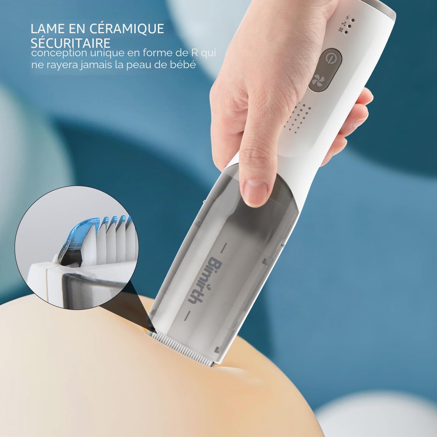 Bimirth Tondeuse à Cheveux pour Bébé, Tondeuse Bebe Silencieux - Sans fil - Silencieuse - Câble USB - Rechargeable - dans un Sac pour un Rangement Facile - Étanche - 3 peignes de protection (Vacuum)