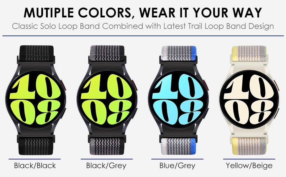 Miniatura 9 de WINGLE Correa deportiva de nailon tejida para Samsung Galaxy Watch 7 6 5 4 FE Galaxy Watch 6 Classic 1.850 in Band 5 Pro 4 Classic Band 1.772 in