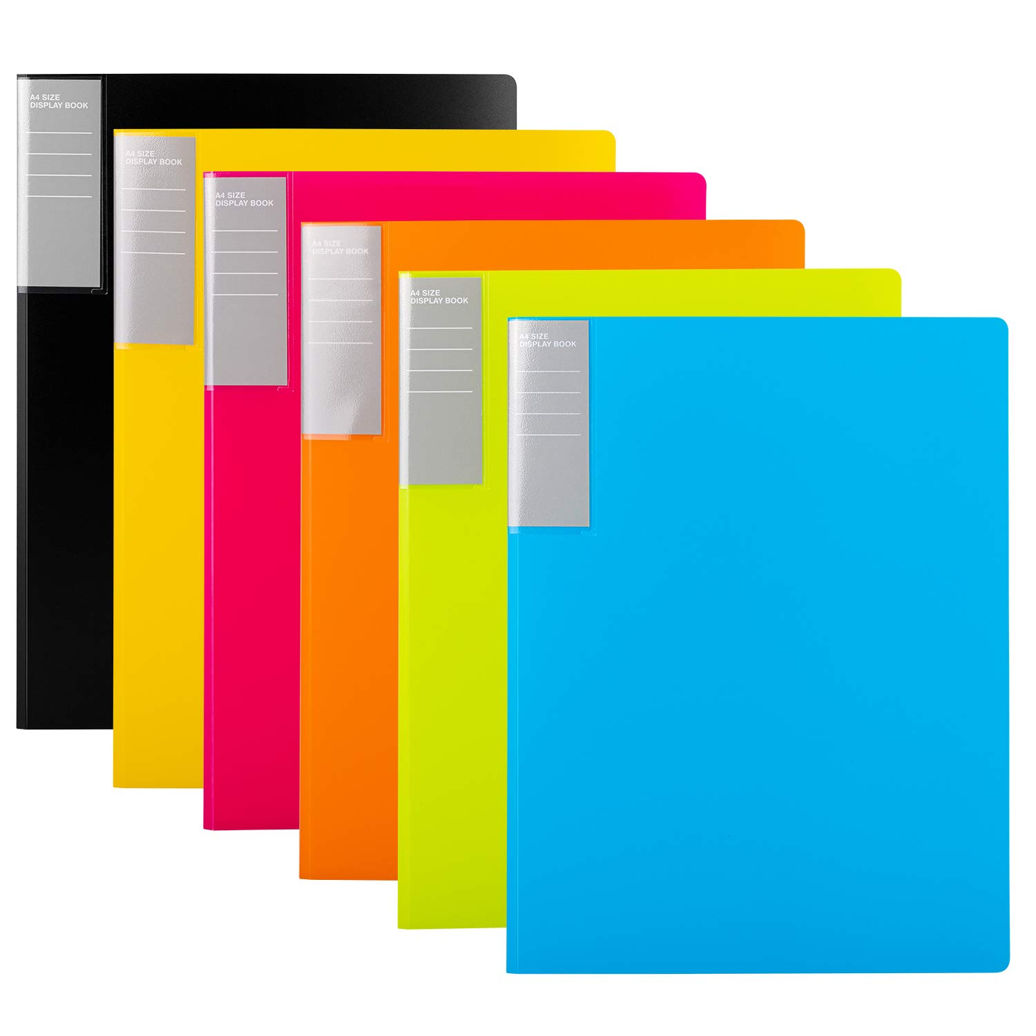 Amazon Basics Carpetas con fundas, A4, 30 fundas, 6 unidades, Multicolor