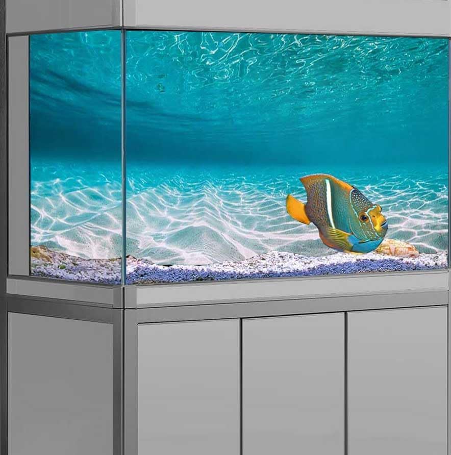 Image of 24X12IN Natural Undersea Aquarium Background, Undersea Beach Fish Tank Background, with 8 EVA Double-Sided Tape